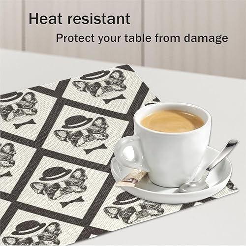 Miniatura 5 de Juego de 4 manteles individuales adorables para decoración de perro, lavables, impermeables, para fiestas, hogar, comedor, decoración de mesa de 18