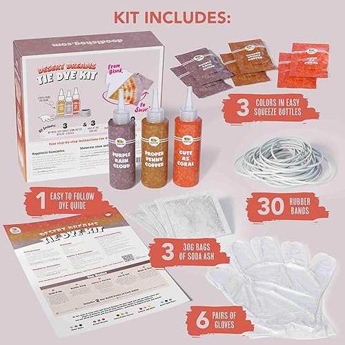 Miniatura 2 de DOODLE HOG Kit de teñido anudado de colores azules en Beach Bum Blue Tie Dye - Tinte de ropa personalizado con 6 recambios para actividades de