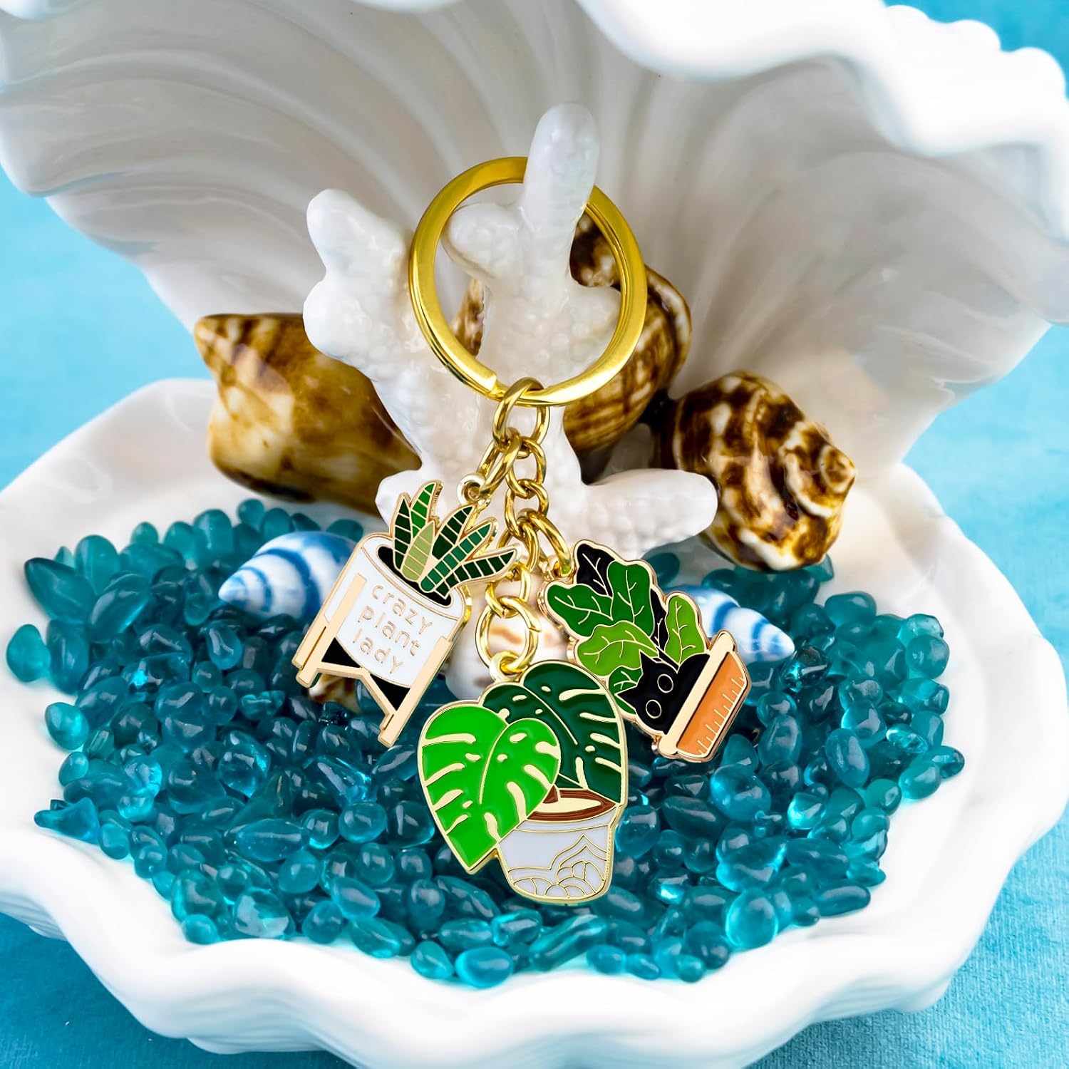 Plant Keychain Plant Lover Gifts for Women Plant Charms Plants Lady Gifts | Plant Car Accessories Plant Jewelry Plants Themed Gift Women's novelty Keychains Gardening Gift Plant Stuff