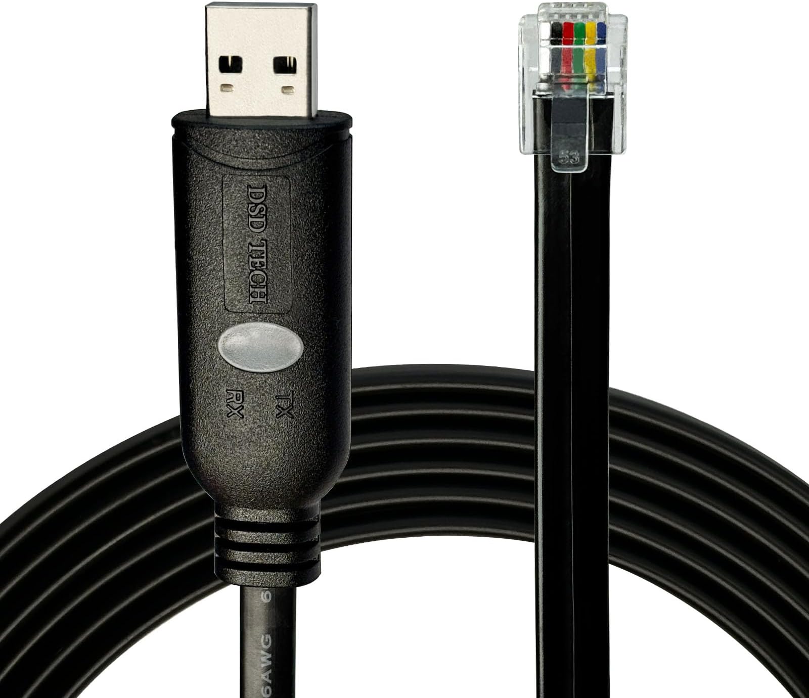 DSD TECH SH-RJ12A USB to RJ12 6P4C Serial Cable for APC PDU ATS(5.9FT/1.8M)