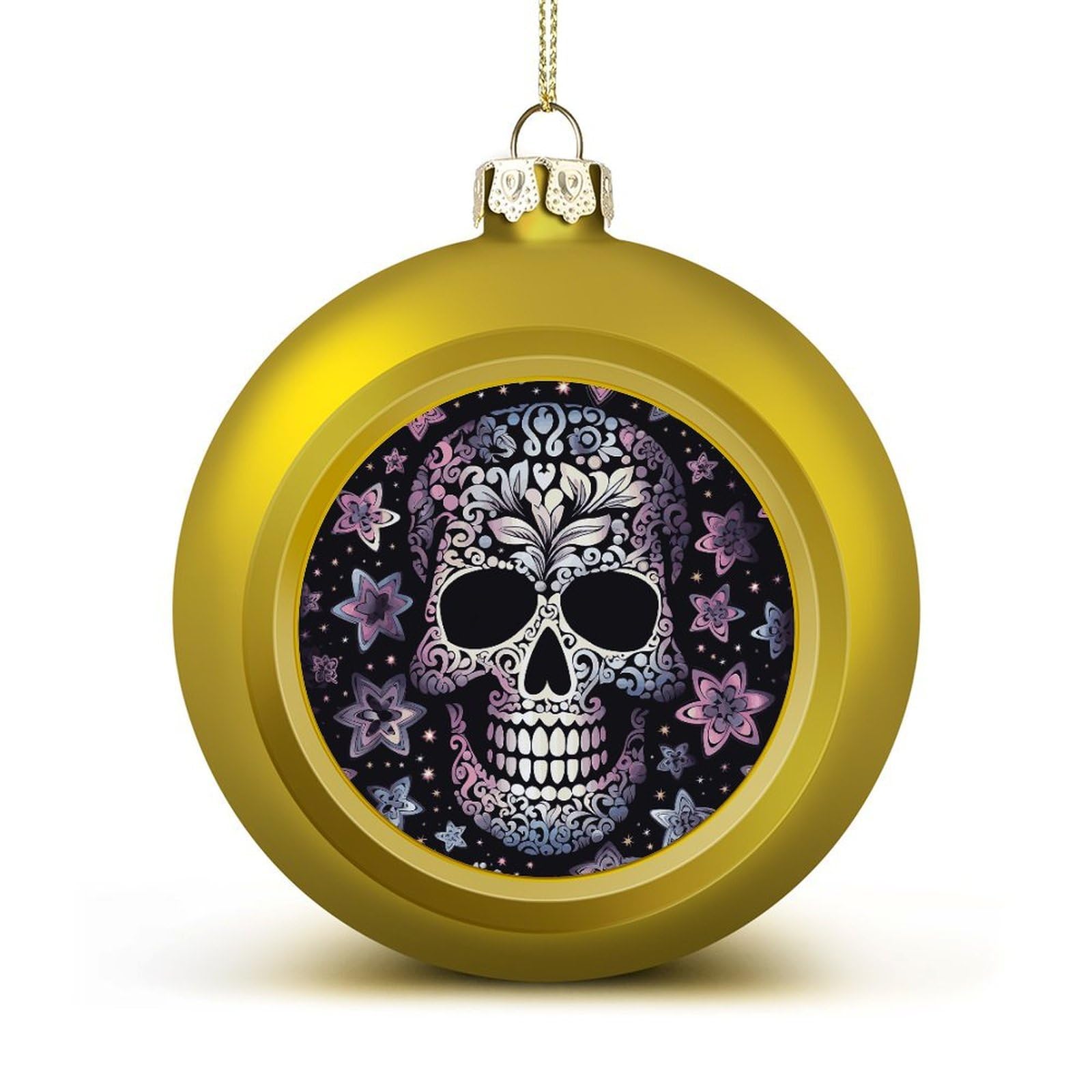 Cool Skull Christmas Balls Ornaments for Xmas Christmas Tree 1.6" Hanging Shatterproof Xmas Balls Hanging Decor Pendants for Holiday Party Outdoor Indoor DIY Craft Supplies