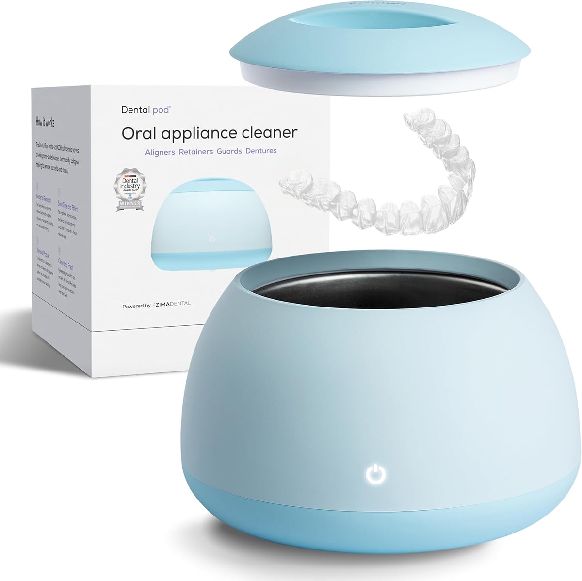 Zima Dental Pod: Ultrasonic Retainer Cleaner. The Original Retainer Cleaner Machine, Aligner Cleaner, Nightguard Cleaner, Mouthguard Cleaner, Denture Cleaner