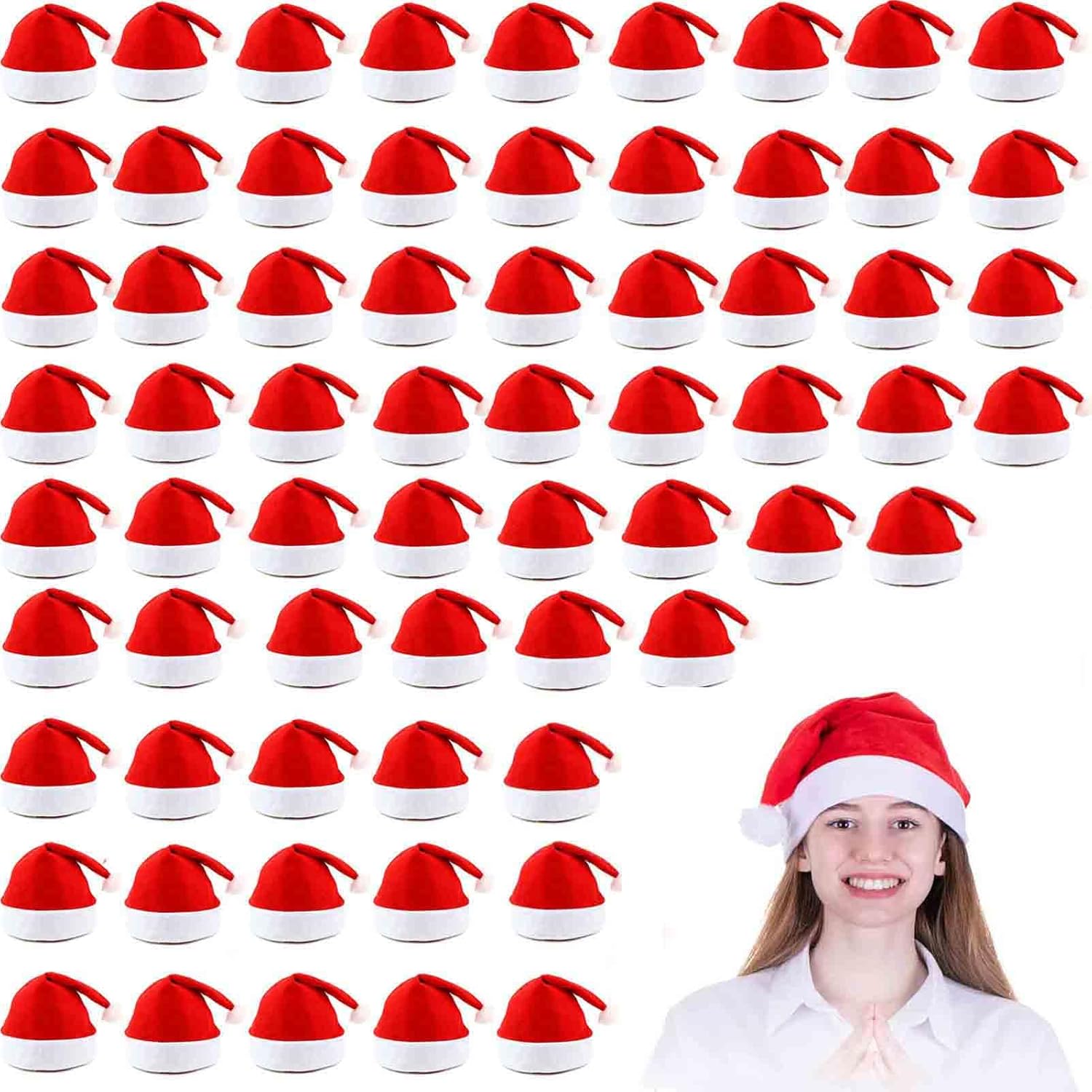 MNKXL Santa Hats Bulk for Adults,Christmas Hats Plus Size,Mens Womens Thickened Red Santa Claus Hat for Xmas Party