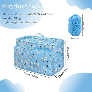 Large Knitting Bag for Wool and Needles Storage, Crochet Hook Storage