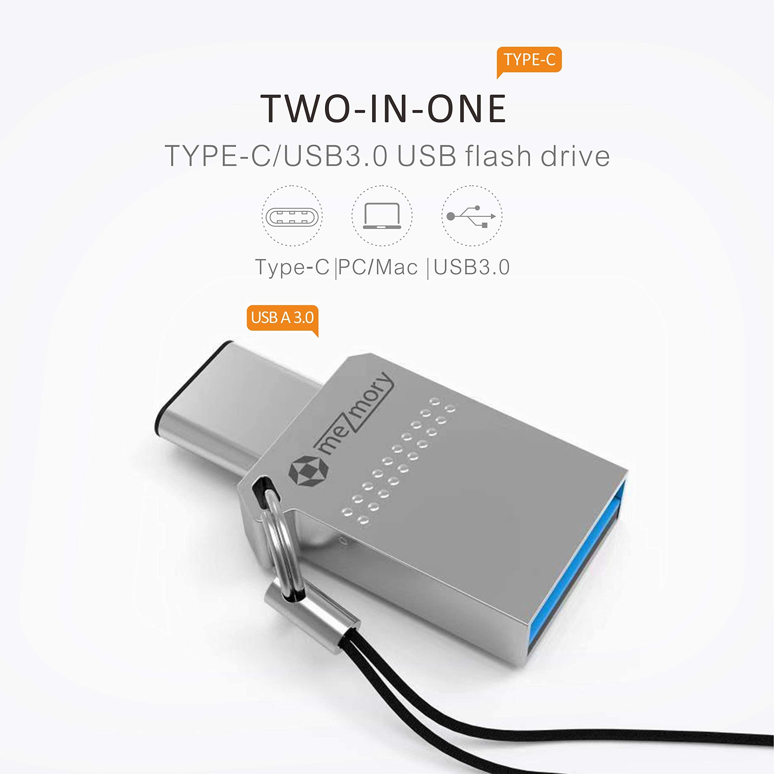 128 GB Dual USB-C Stick 3.0 – La memoria premium con Phison Good Die | Metal, impermeable, ultra pequeño | desde 2017 escala en memoria USB-C