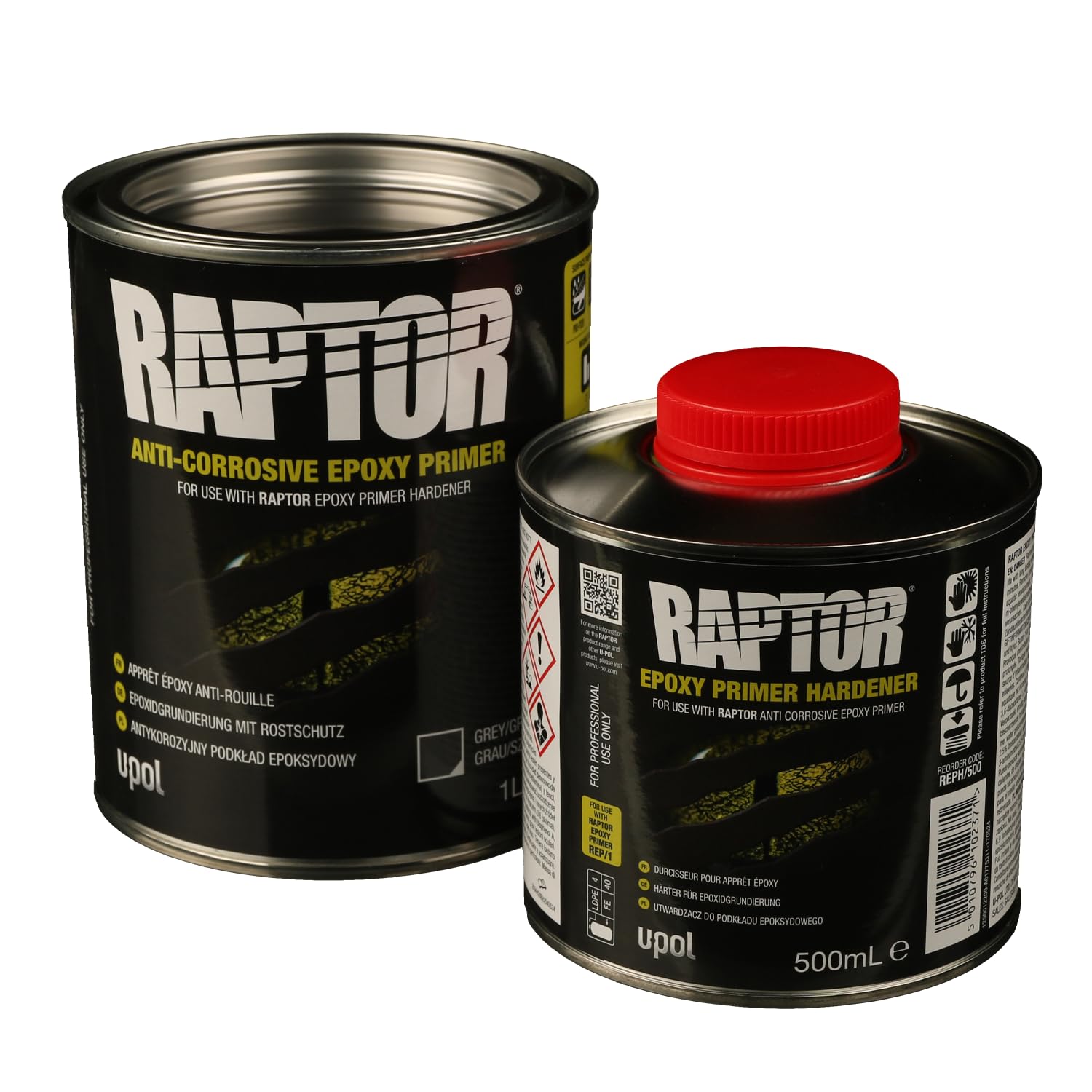 RAPTOR U-POL Epoxidgrundierung/Anti-Corrosive Set: Epoxy Primer (1L) + Härter (500ml) | hervorragender Korrosions- & Rostschutz