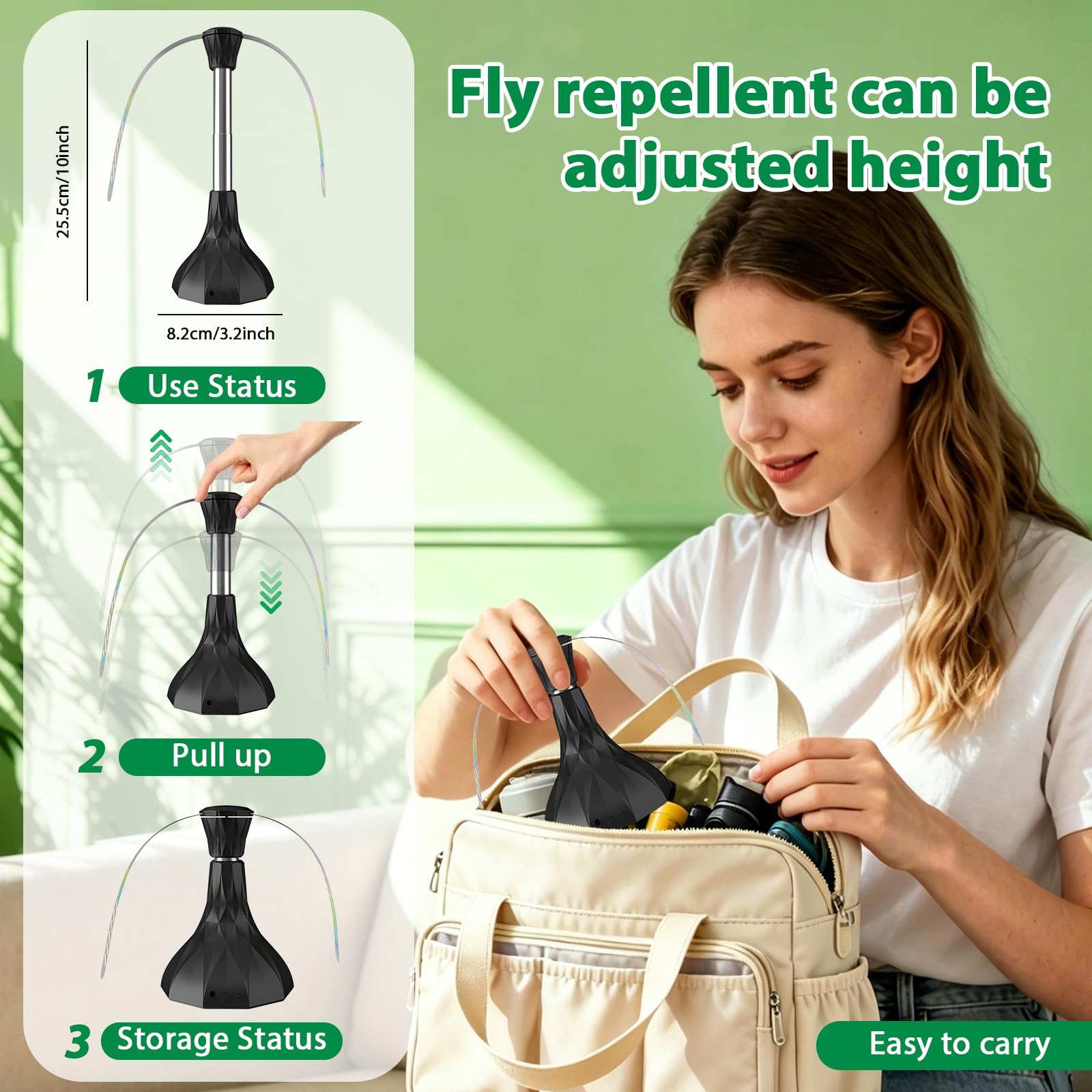 Ventilateur Anti-Mouches, Ventilateur Mouche Table, N’utilisez Pas de Produits Chimiques pour Repousser Les Mouches et Les Insectes, Idéal pour Les Barbecues, Le Camping et la Cuisine (3 PCS)