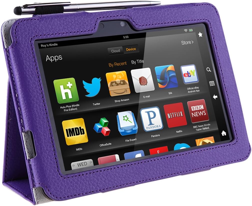 i-BLASON Kindle Fire HD 8.9" inch Tablet Leather Case Cover/Stylus (Automatically Wakes and Puts The Kindle Fire HD to Sleep) (Not Compatible with Kindle Fire HDX 8.9) 3 Year Warranty (Purple)