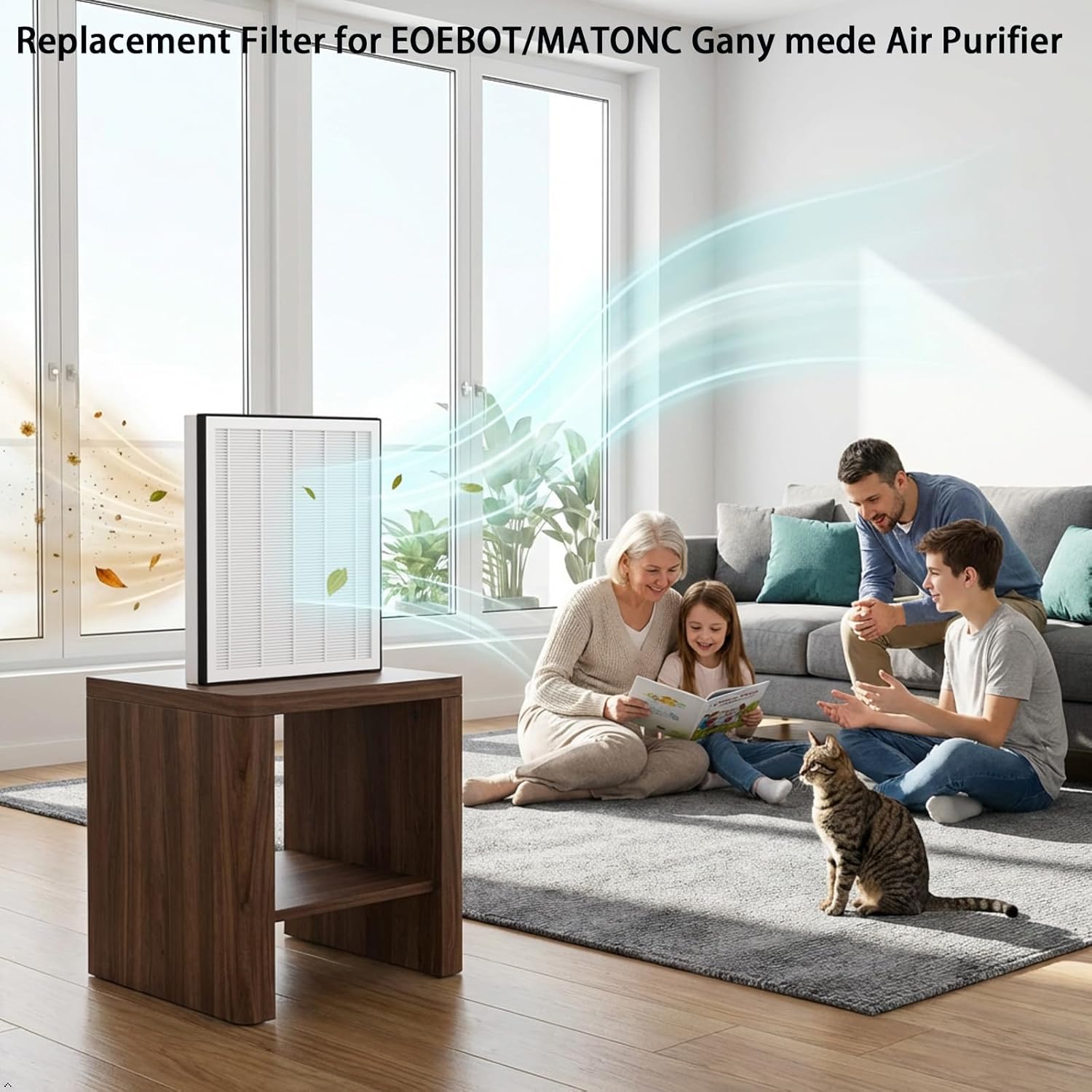 Replacement Filter for EOEBOT/MATONC Gany mede Air Purifier：2 pack H13 H-EPA filters used for Bedroom and Office bedroom, living room, kitchen or office