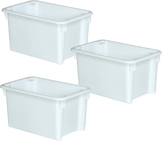 3 contenedores apilables (600 x 400 x 325 mm, 50 L), color blanco