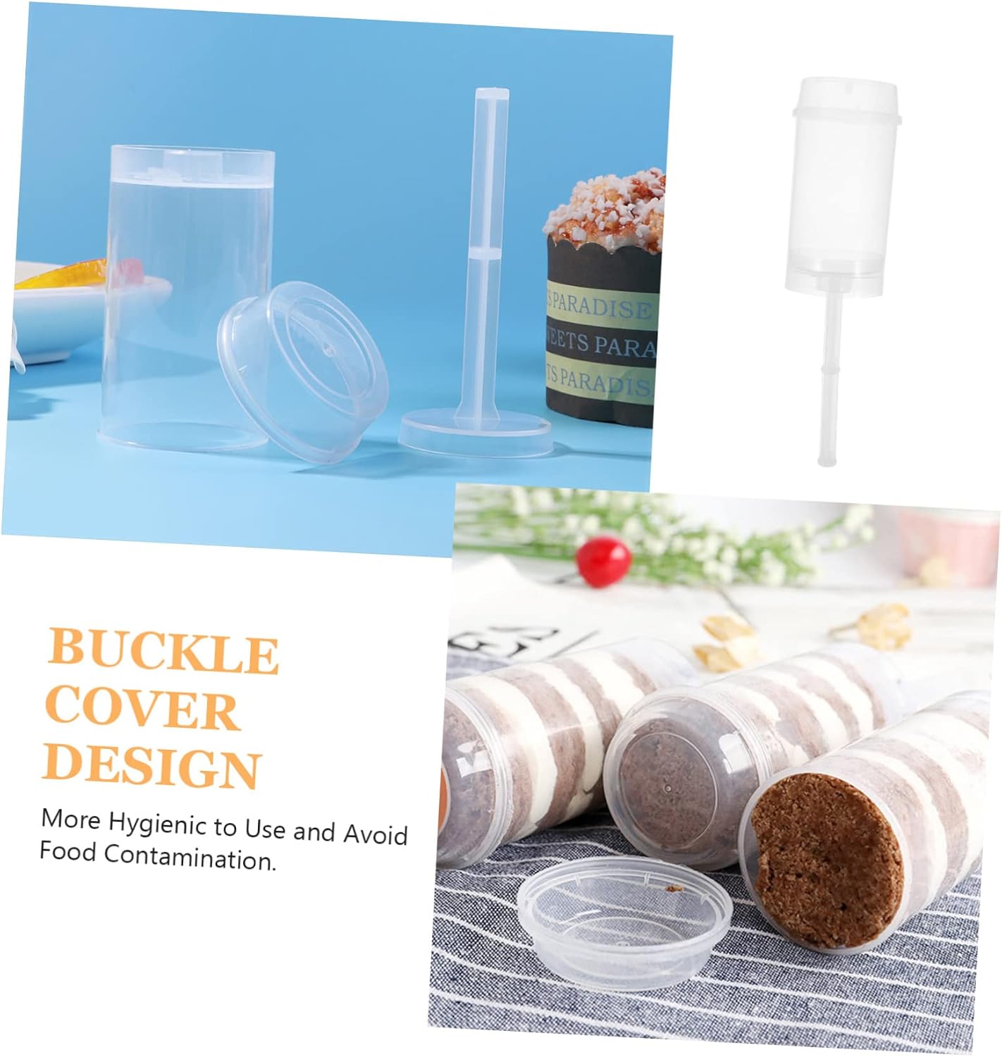 Cabilock 50pcs Push Cake Holders with Lids Rainbow Cake Push Pop Containers for Birthday Parties and Desserts
