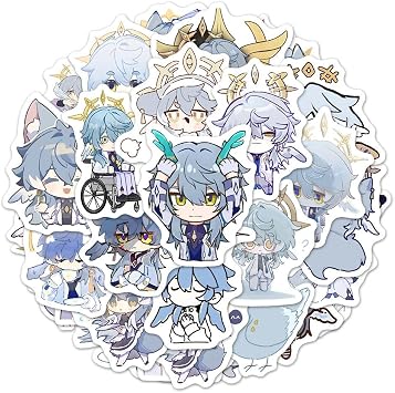 Honkais Stars Rail Stickers, 59 Pcs CuteSunday Figure Vinyl Waterproof DIY Sticker Decals for Party, Water Bottle Scrapbook Laptop Skateboard Computer for Teens Students