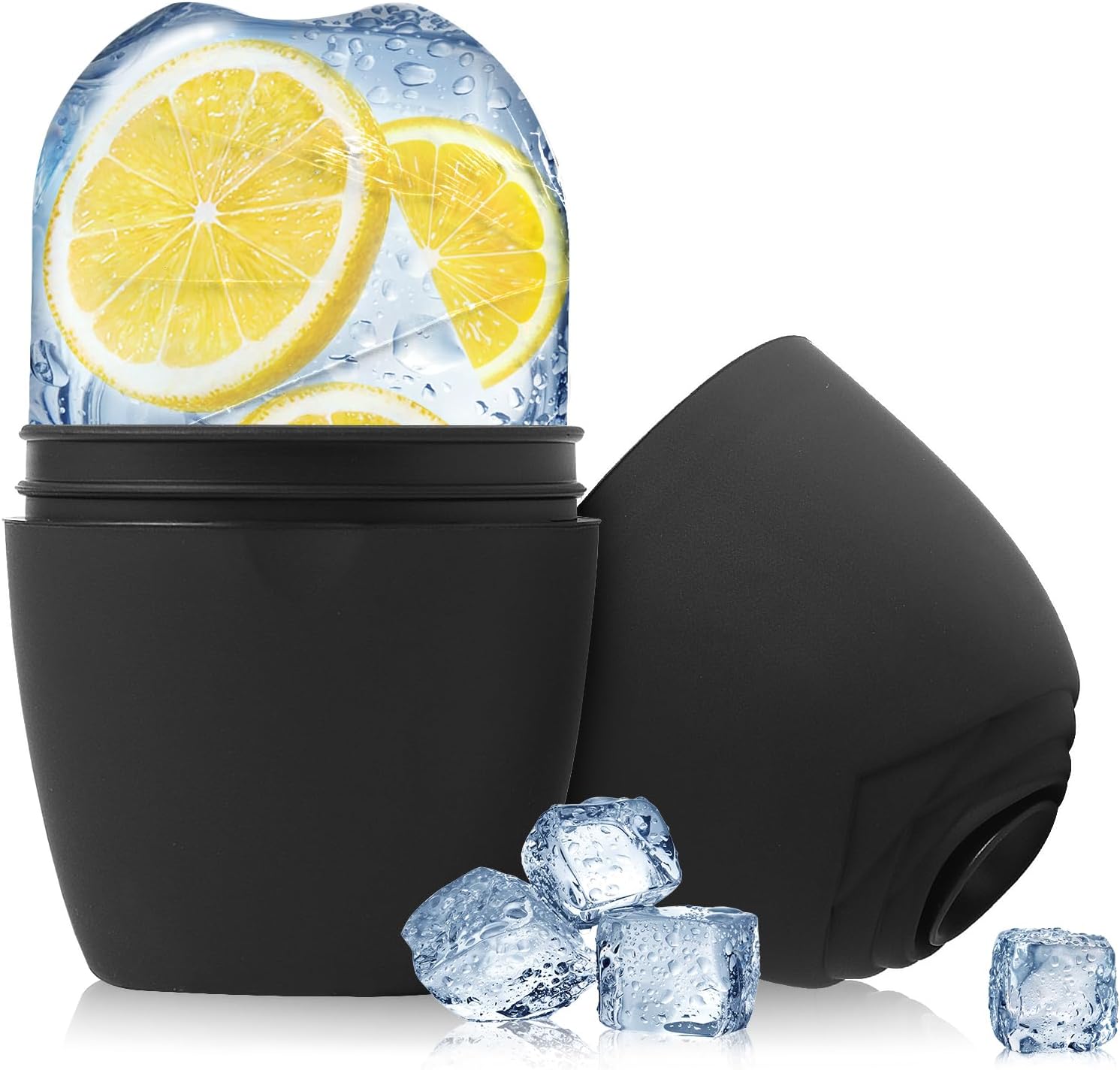 Ice Roller for Face, Evmliy Food-Grade Silicone Ice Roller Facial Ice Mold to Brighten Skin Enhancing Natural Glow, Reusable Ice Roller for Eye Puffiness Relief , Face Roller Skin care for Neck, Black