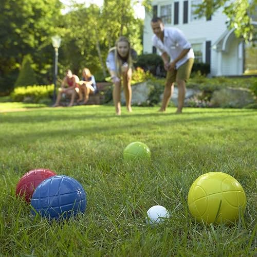 Miniatura 15 de Franklin Sports Juegos de bochas – Juegos de bolas de bochas para patio trasero + playa – (8) pelotas al aire libre + (1) Pallino – Juegos de bochas