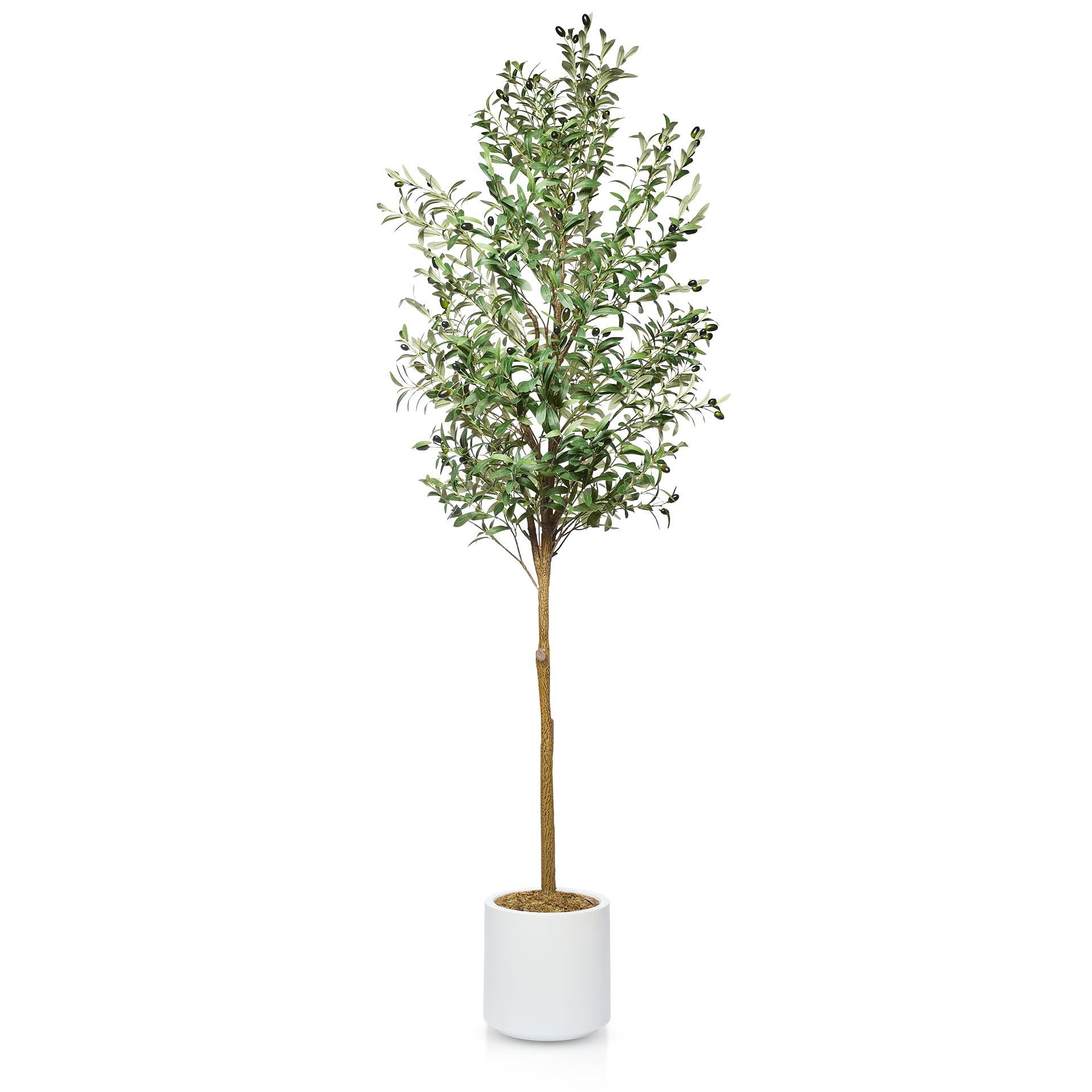 Artificial Olive Tree - 7FT Tall (84 Inches) - Faux Potted Silk Olive Tree Plant for Indoor Home Decor - for Home Decor - Made with 50% Thicker, Fuller Leaves & Branches