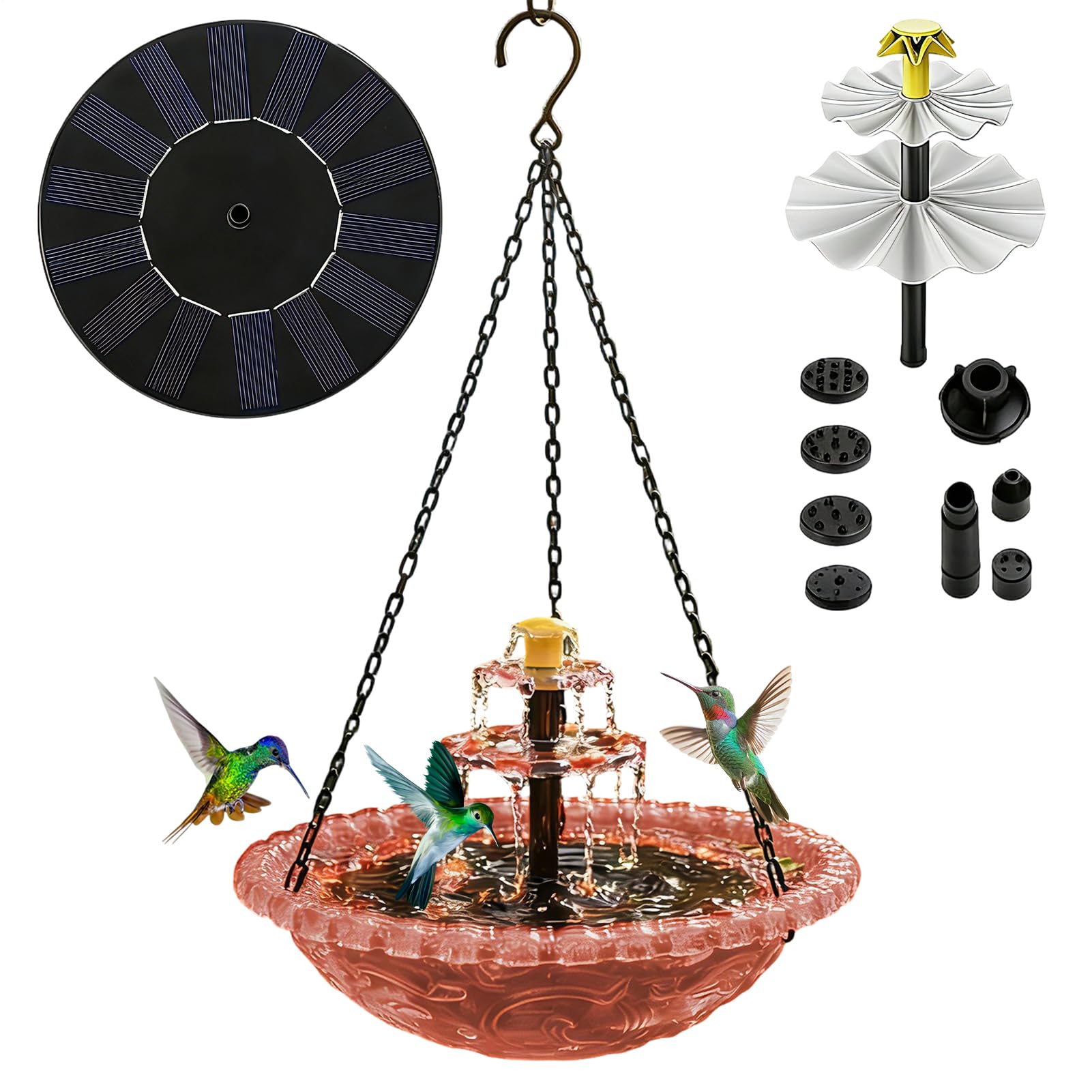 Bomba de fuente solar para baño de aves en jardines y estanques exteriores