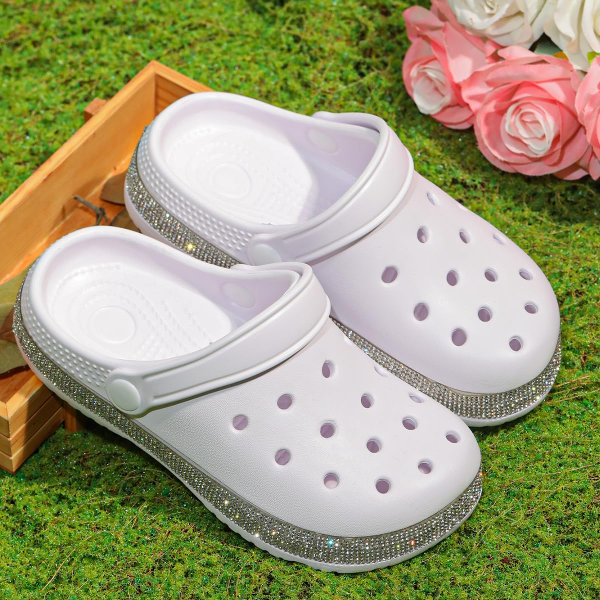 Girls' Clogs Garden Shoes (28, White)