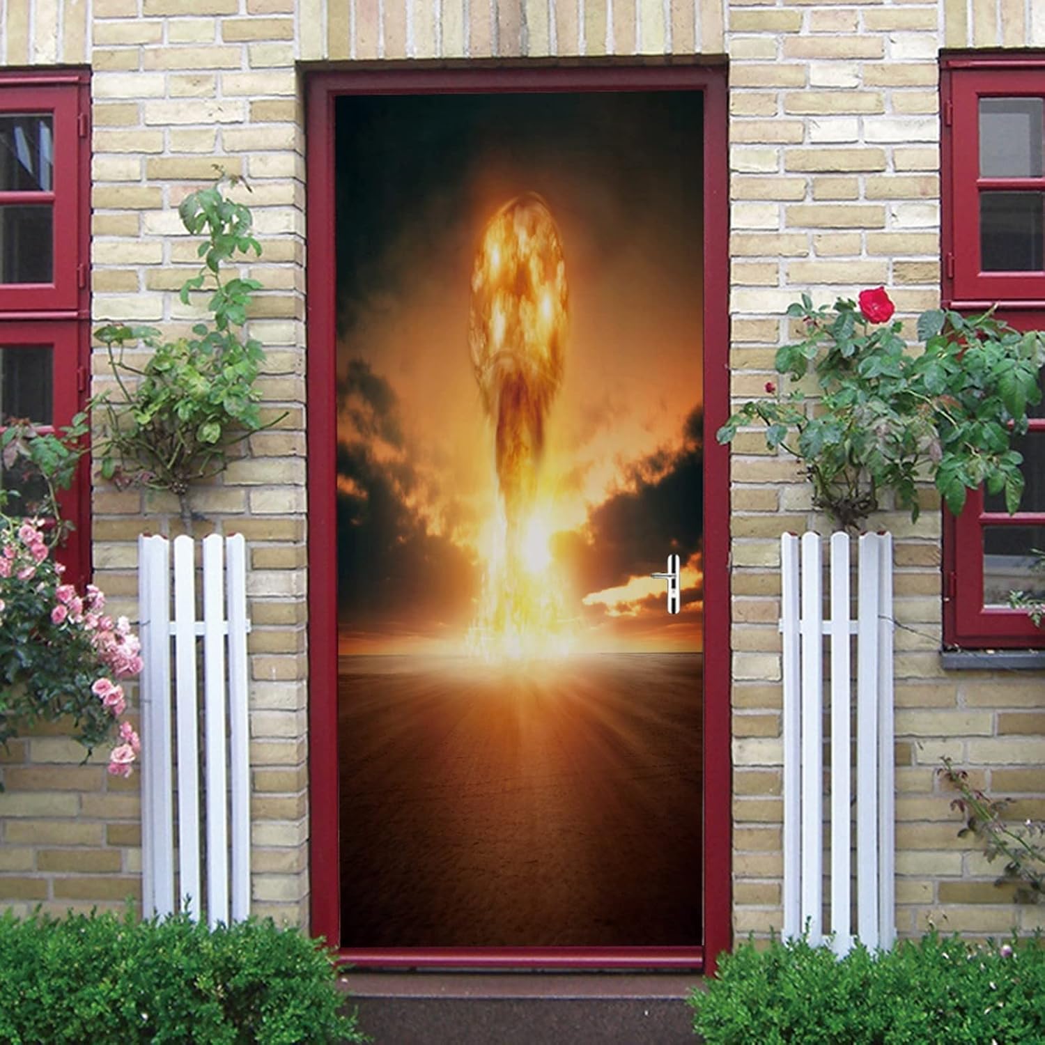 A.Monamour 3D Door Stickers for Interior Doors an Explosion in The Desert Abstract Art Vinyl Removable Self Adhesive Door Poster Wallpaper Mural Decals for Bedroom Office Bathroom 95x215cm