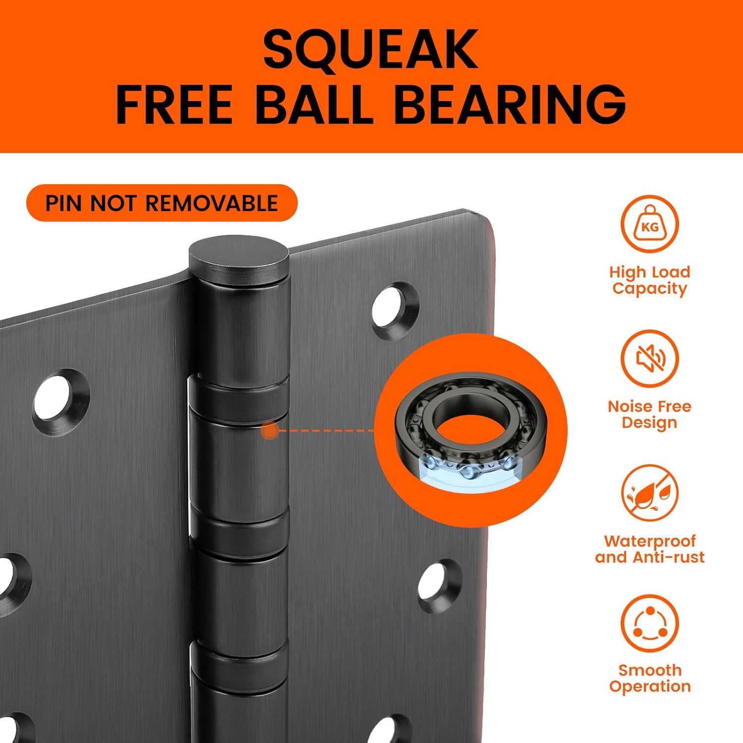 3Pack Haidms Oil Rubbed Bronze Door Hinges Heavy Duty Door Hinges Oil Rubbed Bronze Ball Bearing Stainless Steel Hinges with 1/4" Radius Corner