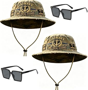 Honor Courage Commitment Boonie Hat, Wide Brim Sun Hat with Chin Strap, for Trekking, Angling Backcountry Camping DD-214