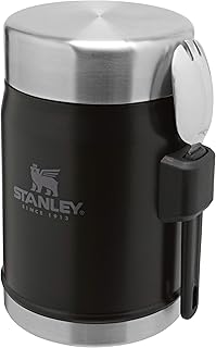 Stanley Classic Legendary Food Jar 0.4L / 14 OZ Matte Black with Spork Barattolo per Alimenti, Metallo