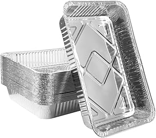 Disposable Aluminum Foil Pans sturdy 24 pack,Fohuas Sturdy Half Size Deep Steam Table Pans Freezer,Oven Portable Food Stor...