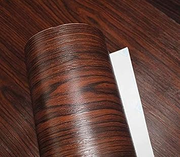 Elton Cherry Brown Teak Wood Grain Textured Self Adhesive Decorative Vinyl Shelf Liner Decorative Wrinkled Vinyl Sheet For table top ,Furniture, Almirah And other DIY, Renovation Projects With Real Wrinkled wood effect No mess 16 x 60 Inches