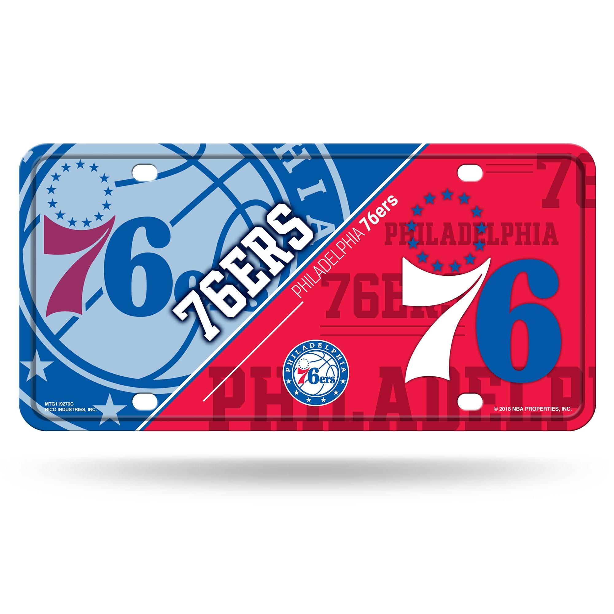 Rico Industries NBA Philadelphia 76ers Split Metal Auto Tag 8.5" x - auto accessories | Mubboo