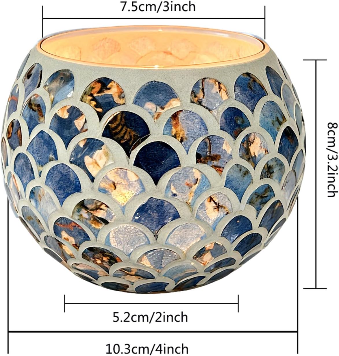 Mosaic Glass Tea Light Holders Romantic Votive Candle Holder (L)