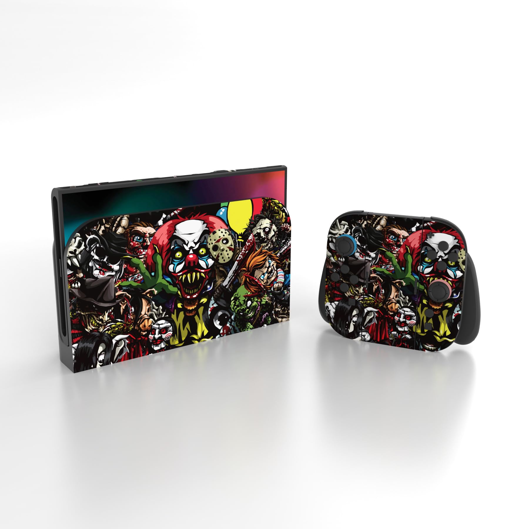 PlayVital 2 Sets de Fundas Adhesivas de Vinilo para Nintendo Switch 2 (2025), Pegatinas Personalizadas para Consola, Grips, Dock y Agarre, Protector Decorativo Completo (Fiesta de Miedo) - 3