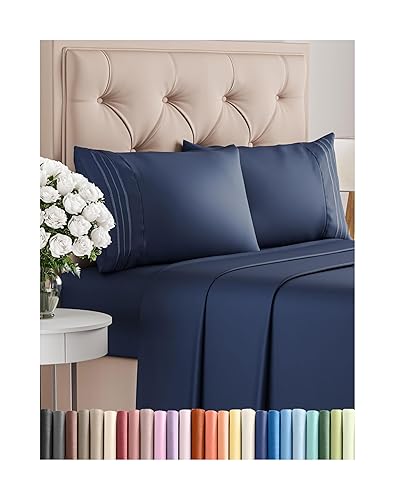 Queen Size 4-Piece Sheet Set - Navy Blue