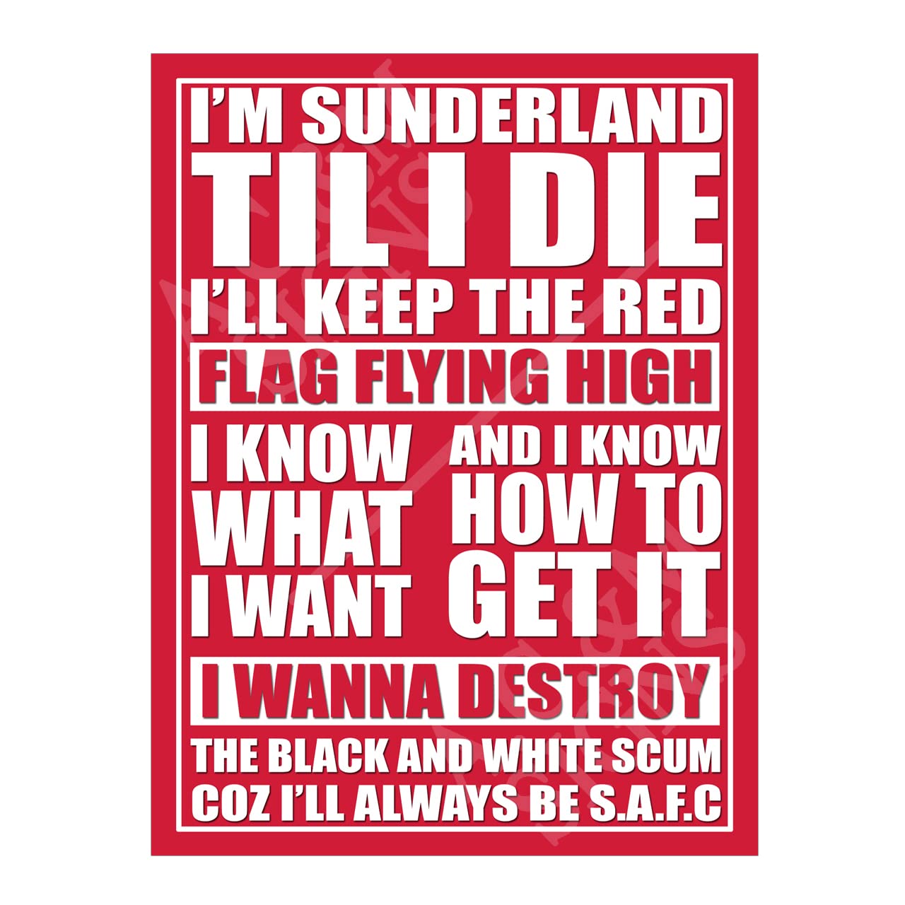 Metal Sign Plaque Print Poster Sunderland Till I Die Song Lyrics Fan Chant Football Gift Dad Man Cave Shed Home Bar Ref7081 (10x8 inches (Approx) 25cmx20cm)