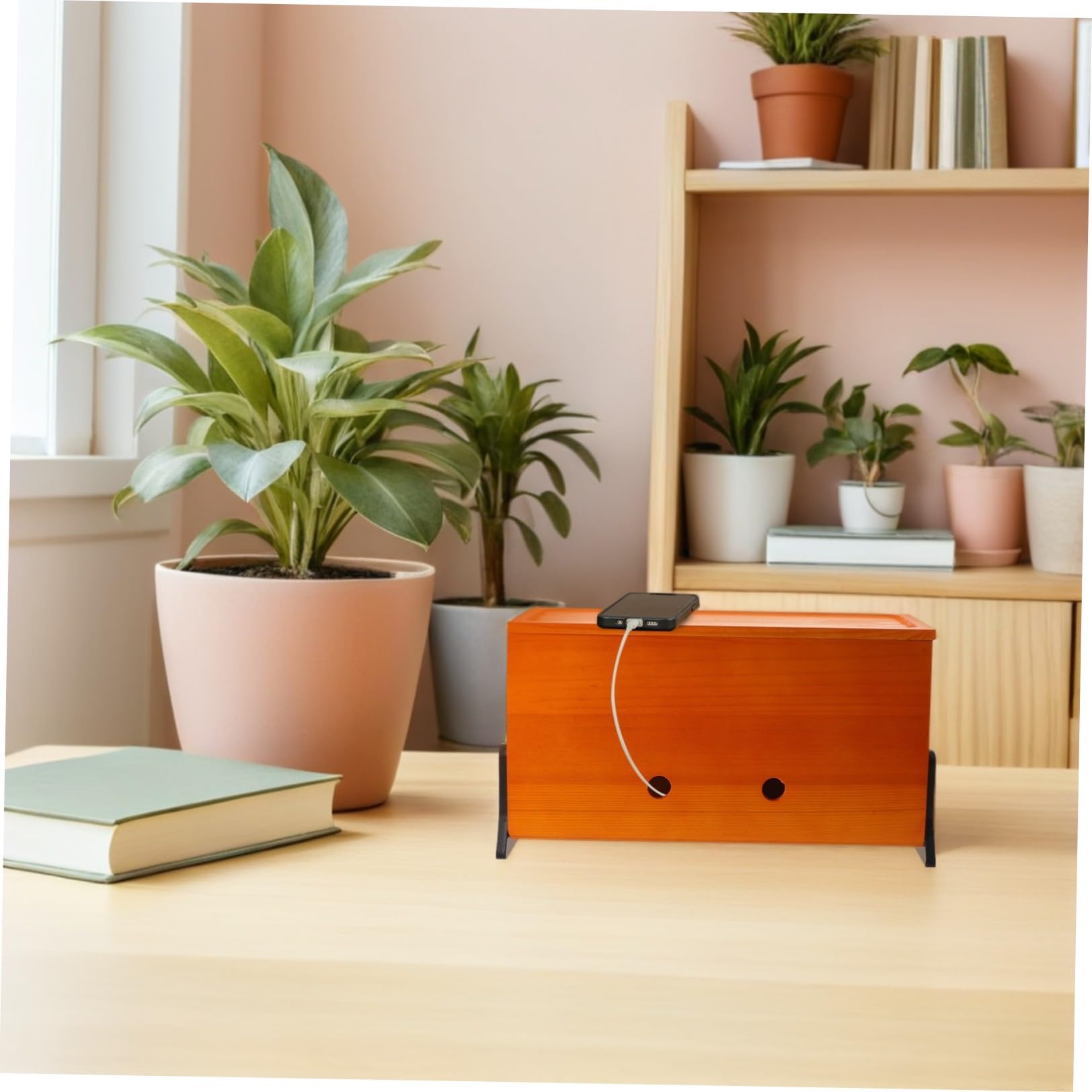 NUOBESTY Scatola Portacavi in Legno per Scrivania con Gestione Cavi Professionale e Design Elegante per Uso su Desktop e Countertop