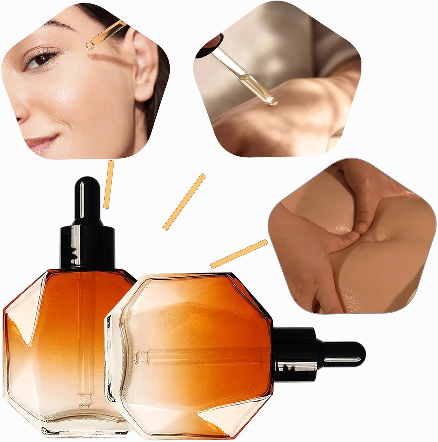 Amber Glass Dropper Bottles for Essential Oils 50ml/1.7oz 6 Pcs Diamond Glass Bottles with Dropper, for Perfume Hair Oils Serums and other liquids (－Amber, 50ML/1.7OZ)