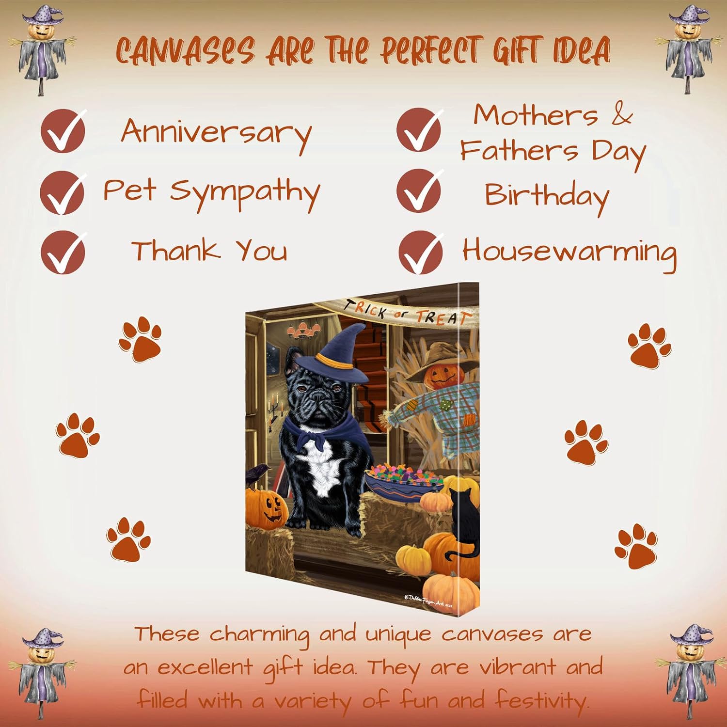 Doggie of the Day Enter at Risk with French Bulldogs Canvas Wall Art - Premium Quality Ready to Hang Room Decor - Flat Rolled 16" x 20"