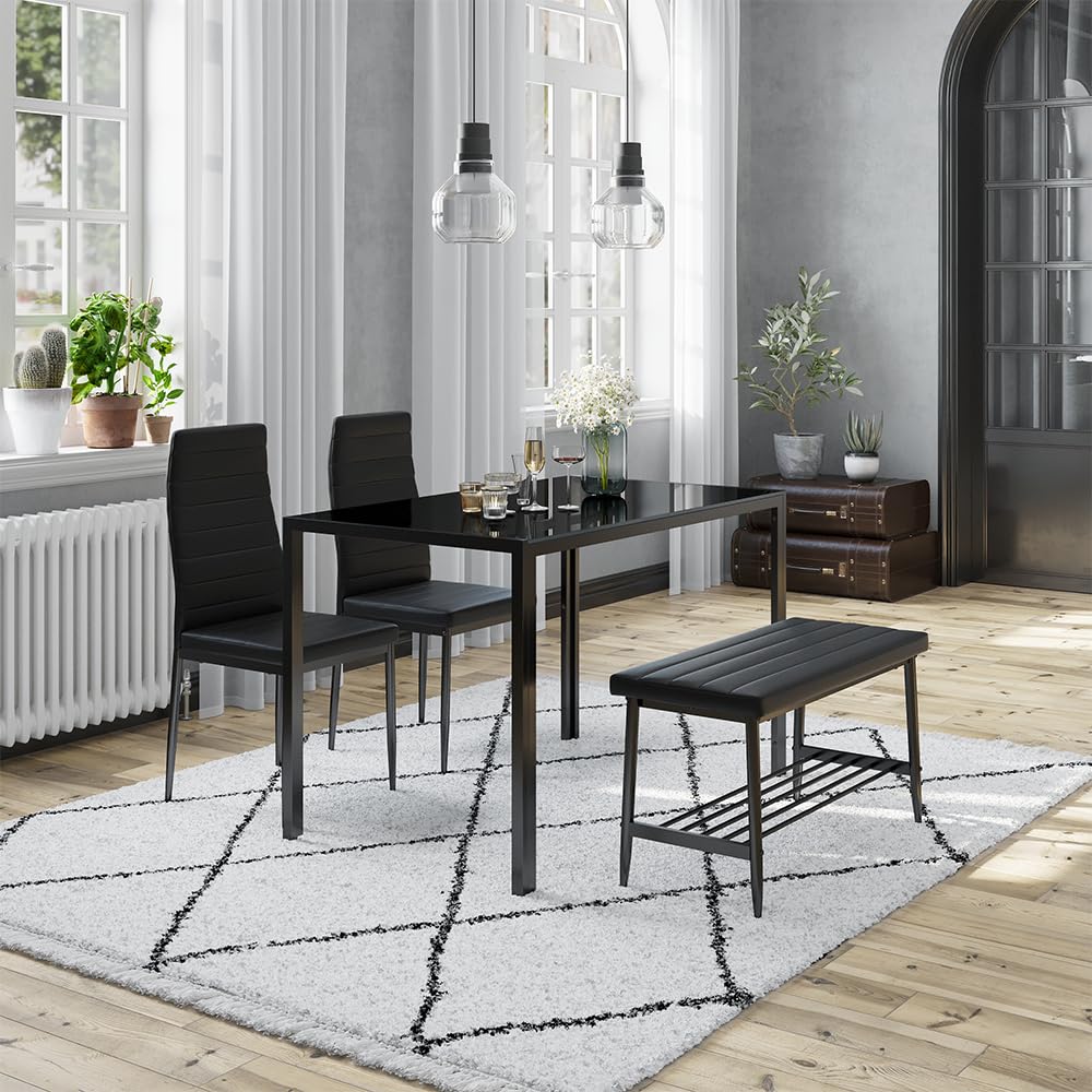 Vicco Sitzbank Grand, Schwarz, 85 x 35 cm, zur Verwendung als Essgruppe in Küche oder Esszimmer