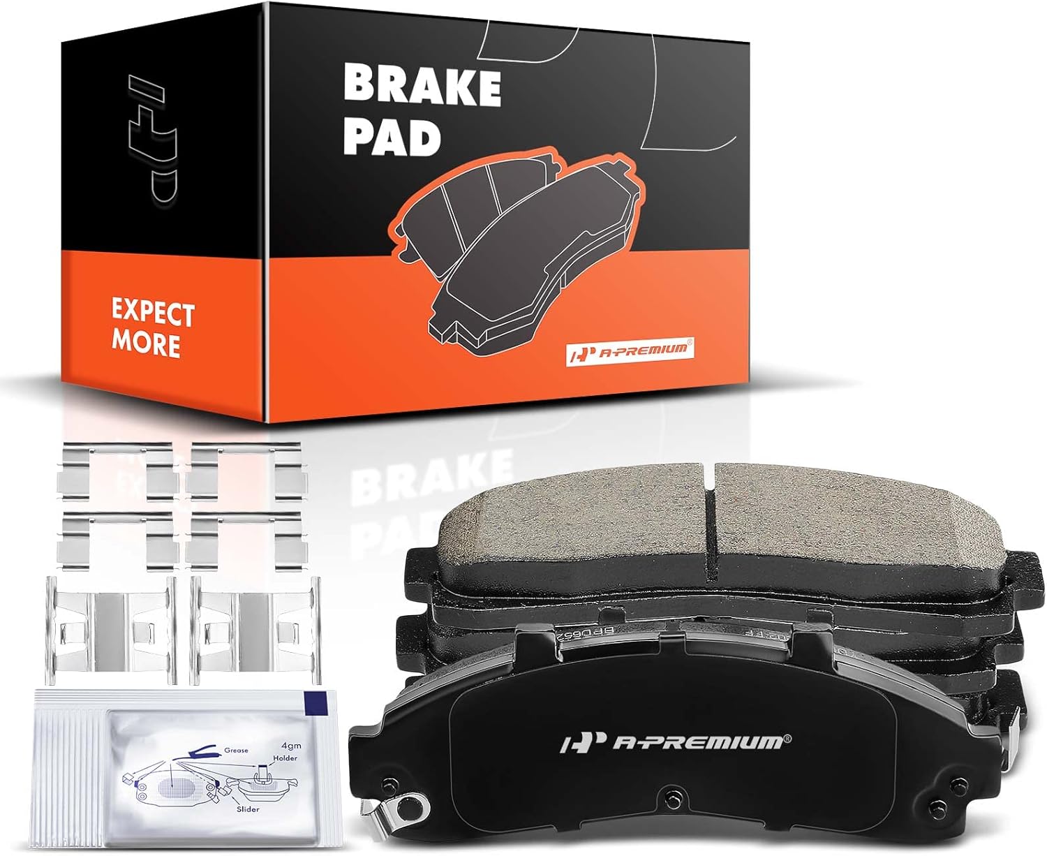 A-Premium Front Ceramic Brake Pads Set Compatible with Ford, Mazda and Mercury Models - Explorer 1995-2001, Ranger 1995-2002, B2300, B2500, B3000, B4000, Mountaineer, with Hardware, 4-Pack