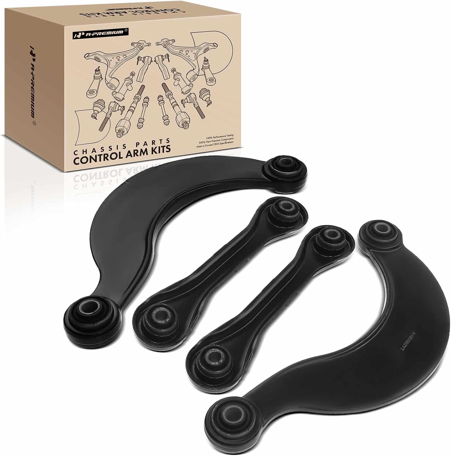 A-Premium Set of 4, (2) Rear Forward Lower Control Arm & (2) Rear Upper Control Arm, Compatible with Ford C-Max Focus & Mazda 3 5 & Volvo C30 C70 S40 V50