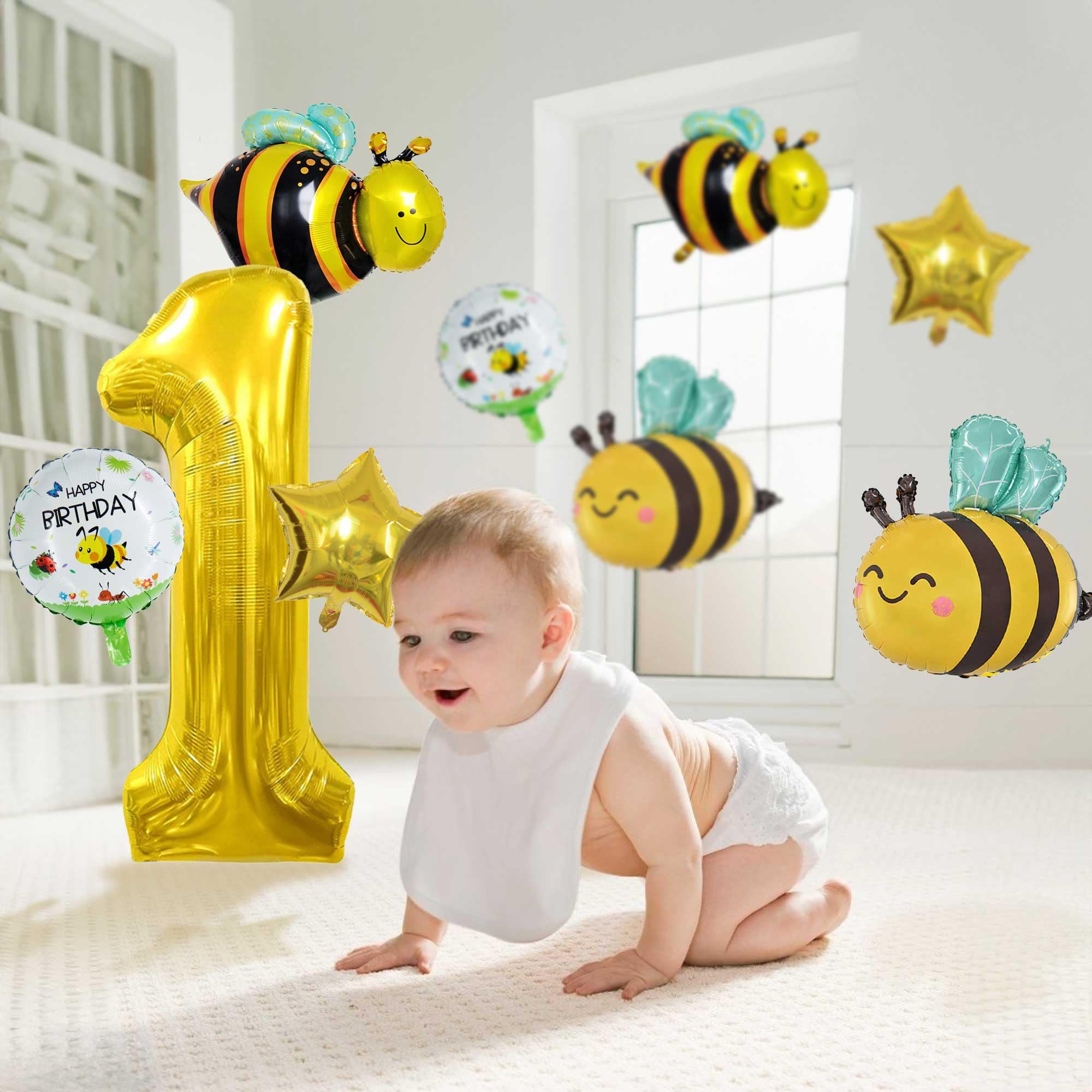 Lofaris Bienen-Hintergrund 1,5 X 0,9 M – Vinyl, Für 1. Geburtstag, Mottoparty, Fotohintergrund