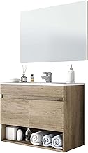 ARKITMOBEL 305110H Mueble de Baño Suspendido con 2 Puertas y Espejo, Modulo Colgante, Modelo Cotton, Acabado en Nordik, Medidas: 80 cm (Ancho) x 64 cm (Alto) x 45 cm (Fondo)
