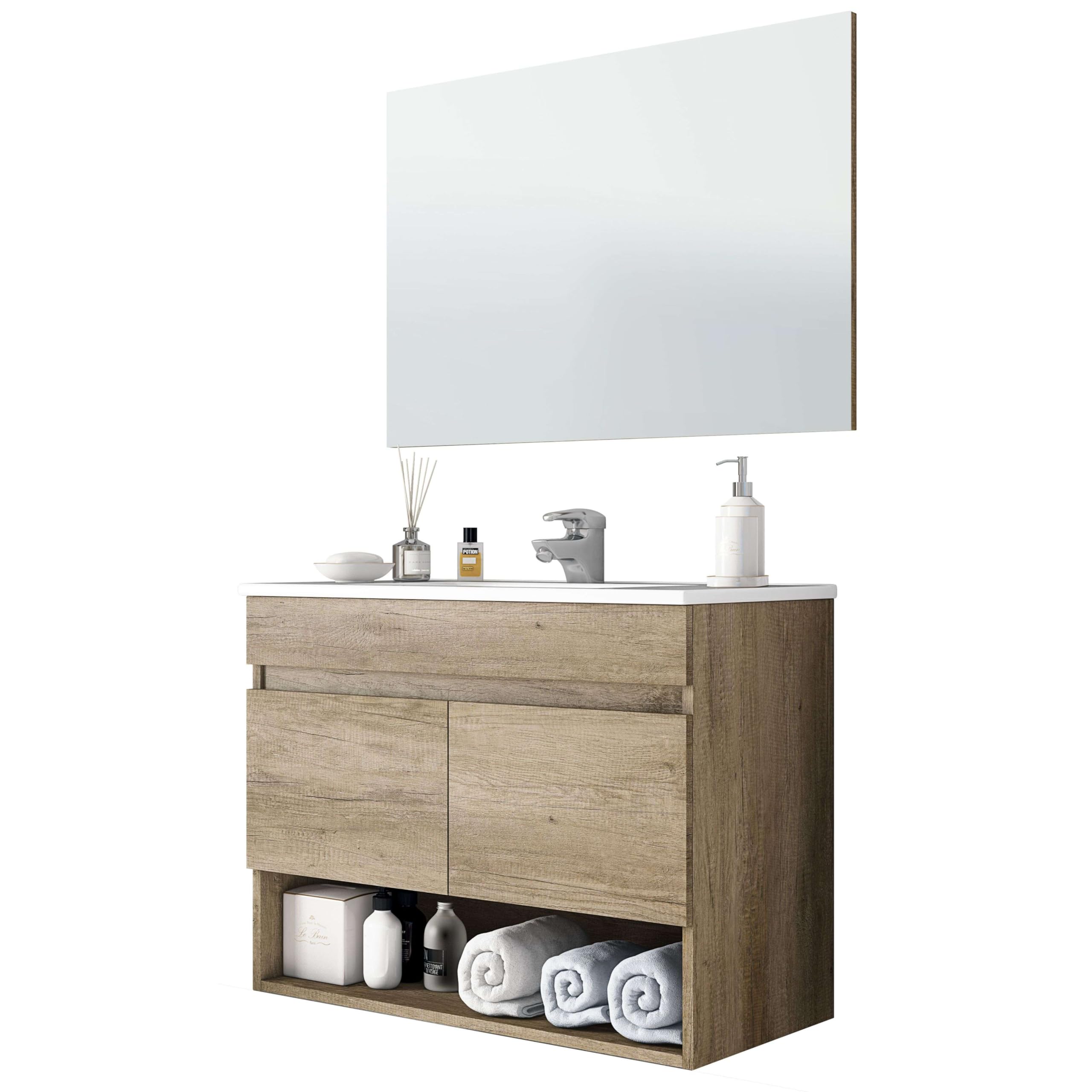 ARKITMOBEL Mueble de Baño - Cotton, 2 puertas con espejo