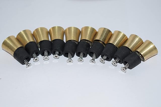 Lot of 10 solid brass spare tip and ring for walking stick cane part of cane by FSE