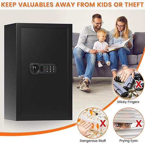 Miniatura 7 de Caja de seguridad ignífuga de 27.56 pulgadas de alto, caja de seguridad para el hogar de 6.1 pies cúbicos con bolsa impermeable ignífuga, caja