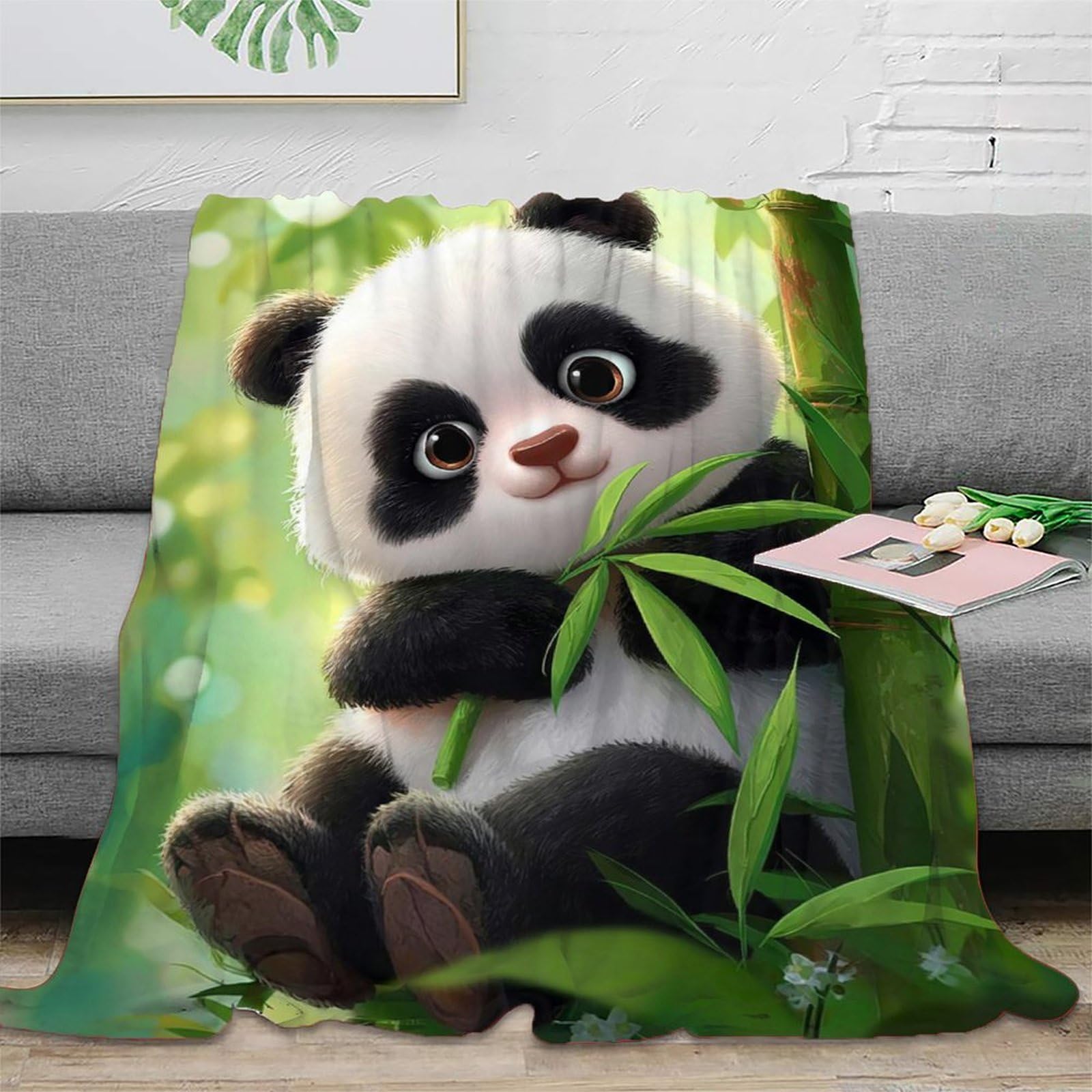 Ziruid Style-4 3D Printed Cute Panda Flannel Blankets For Adult Children Panda Bear Soft Warm Microfiber Throws For Sofa Bed Couch Chairs 40X50inch(100X130cm)