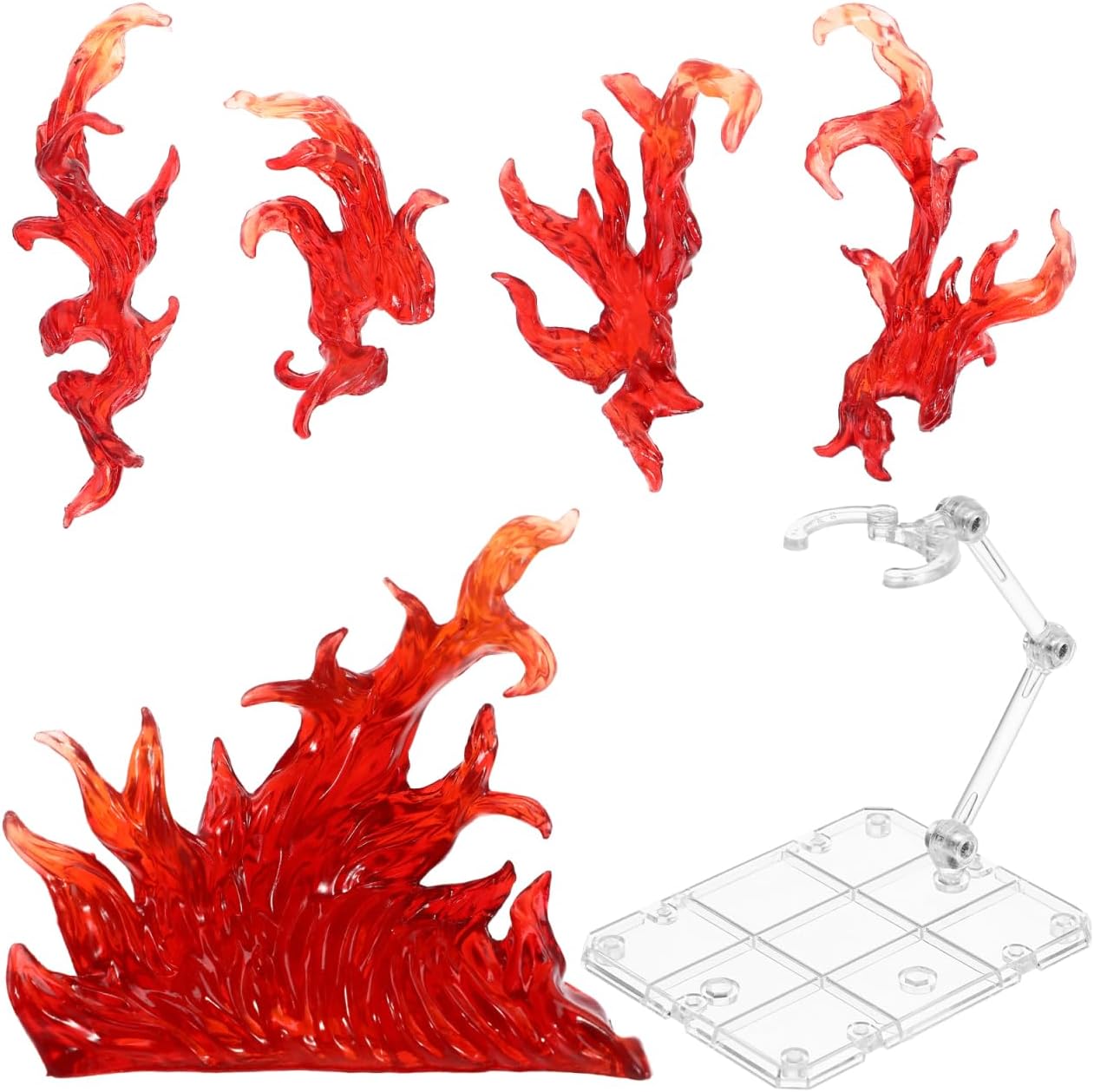 ULTECHNOVO Fire Action Figure Effects with Display Stand, Flame Accessory Set for DIY Model Building, Compatible with 6 Inch Figures, , and 1/144 Scale Models, Red