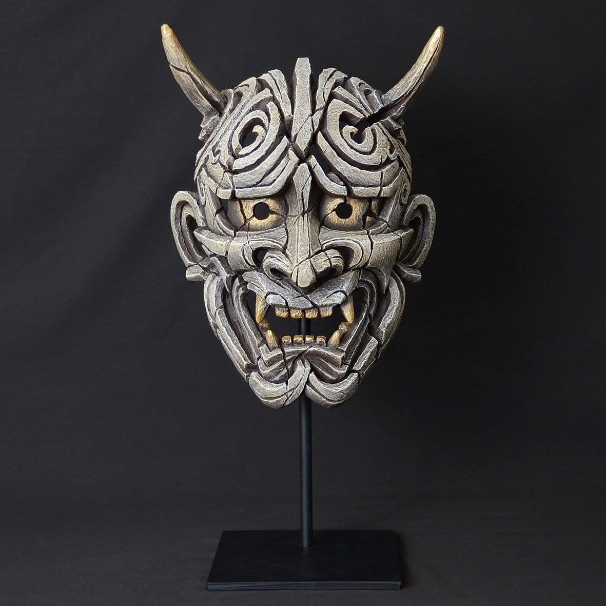Japanese Hannya Mask - Antique White - Contemporary Sculpture from