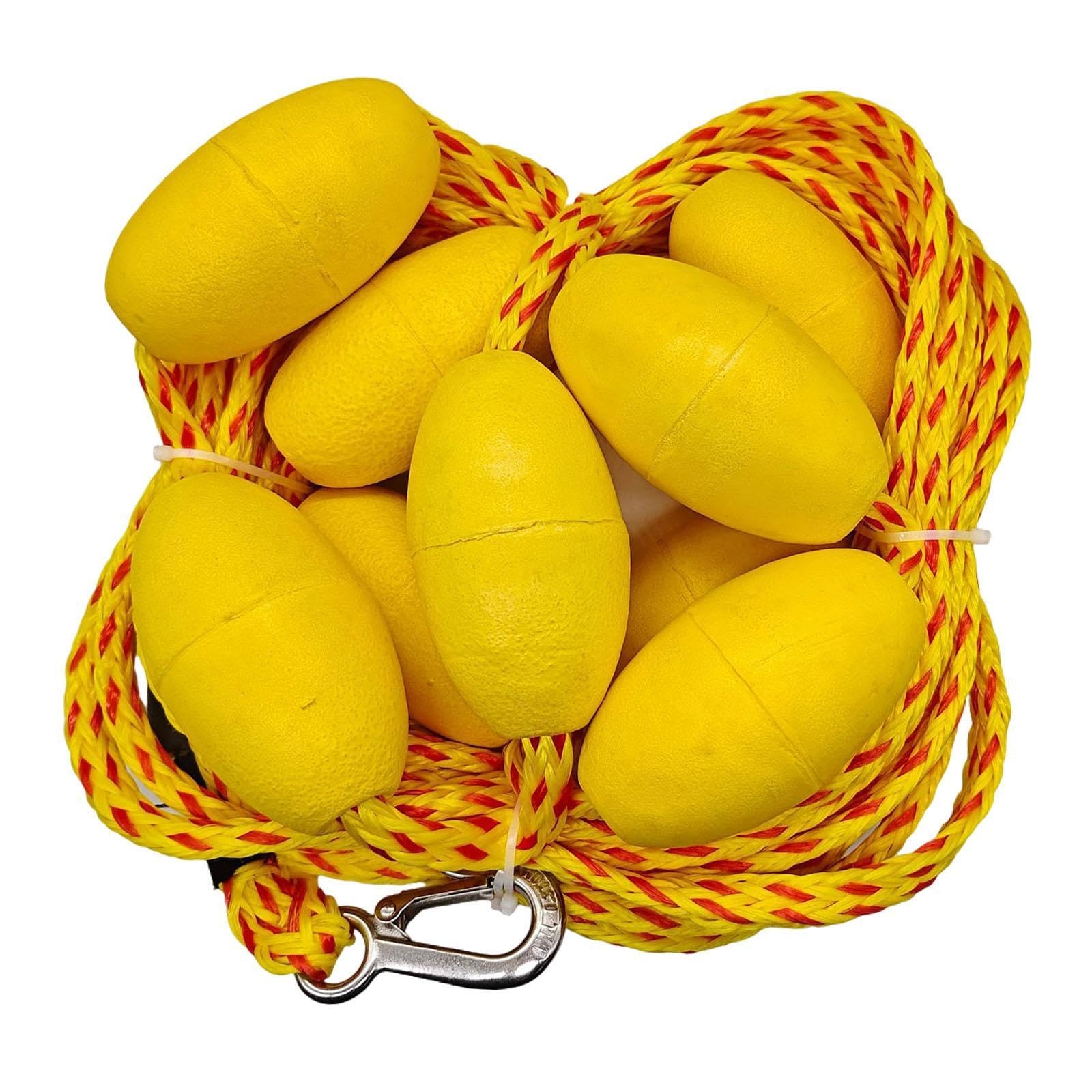 QSTDGVPW Tow Rope 60ft with Hook at Each End Equipment with 9 Floats Towable Tube Boat Tow Rope, Red Spots