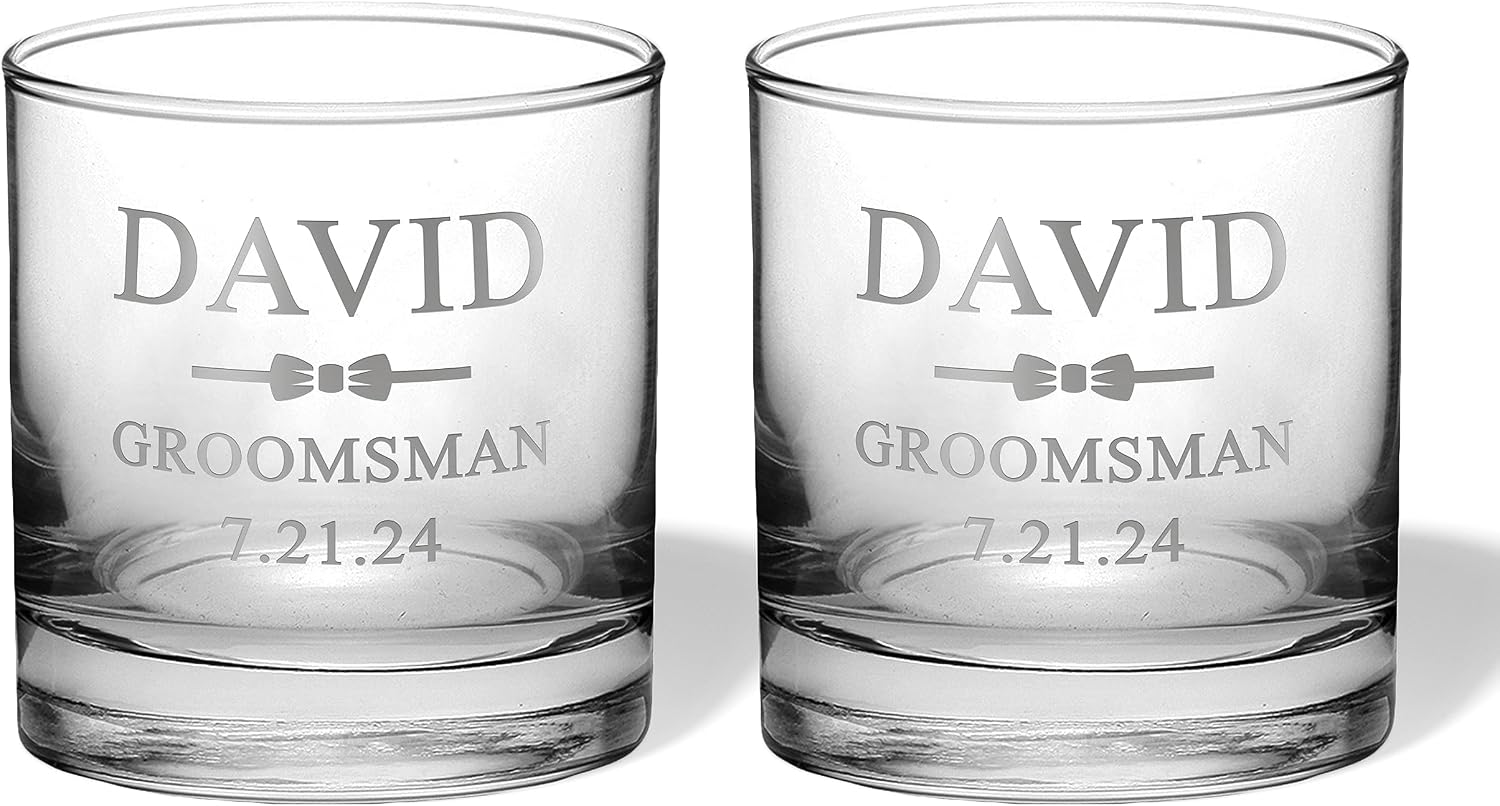 Personalized Groomsmen gifts - Bestman Gifts Best Man Wedding favors Whiskey glasses Father of the bride gift Best man Groom Groomsmen Groom (Circle, Single Whiskey Gift Box)