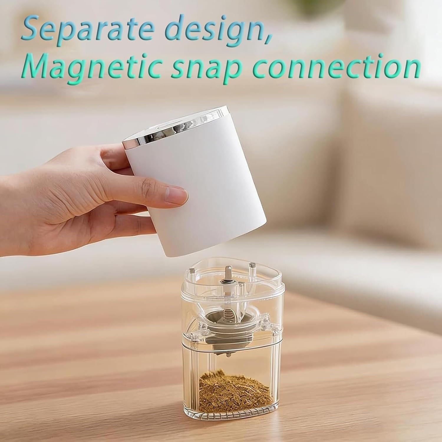 Small Electric Bird Food Grinder, Parrot Seed Mill Rechargeable with Dual Grinding Modes, Adjustable Coarseness and Detachable Washable, 150ml Capacity and Efficient, for Small Bird Feed(White)