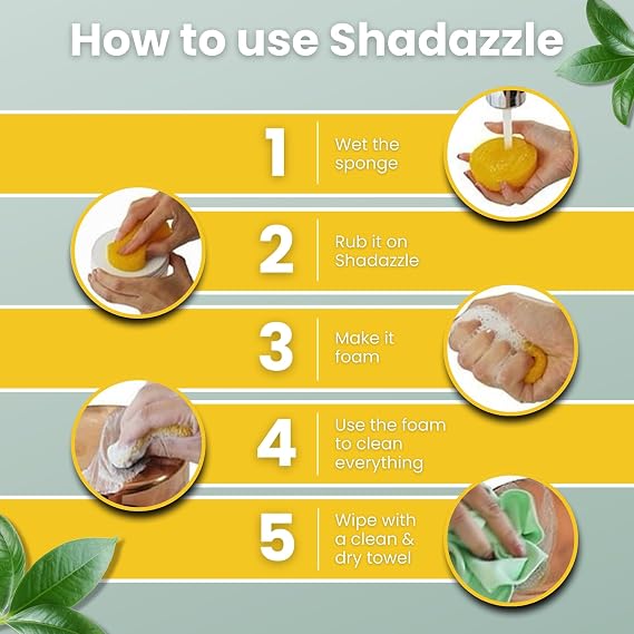 Shadazzle Natural All Purpose Cleaner and Polish, Lemon Scent, 1 Pack | Clean & Polish Surfaces, All Natural Ingredients, Easy to Rinse, For Kitchen, Bathroom, Tiles, Glass, Sink, Stainless Steel
